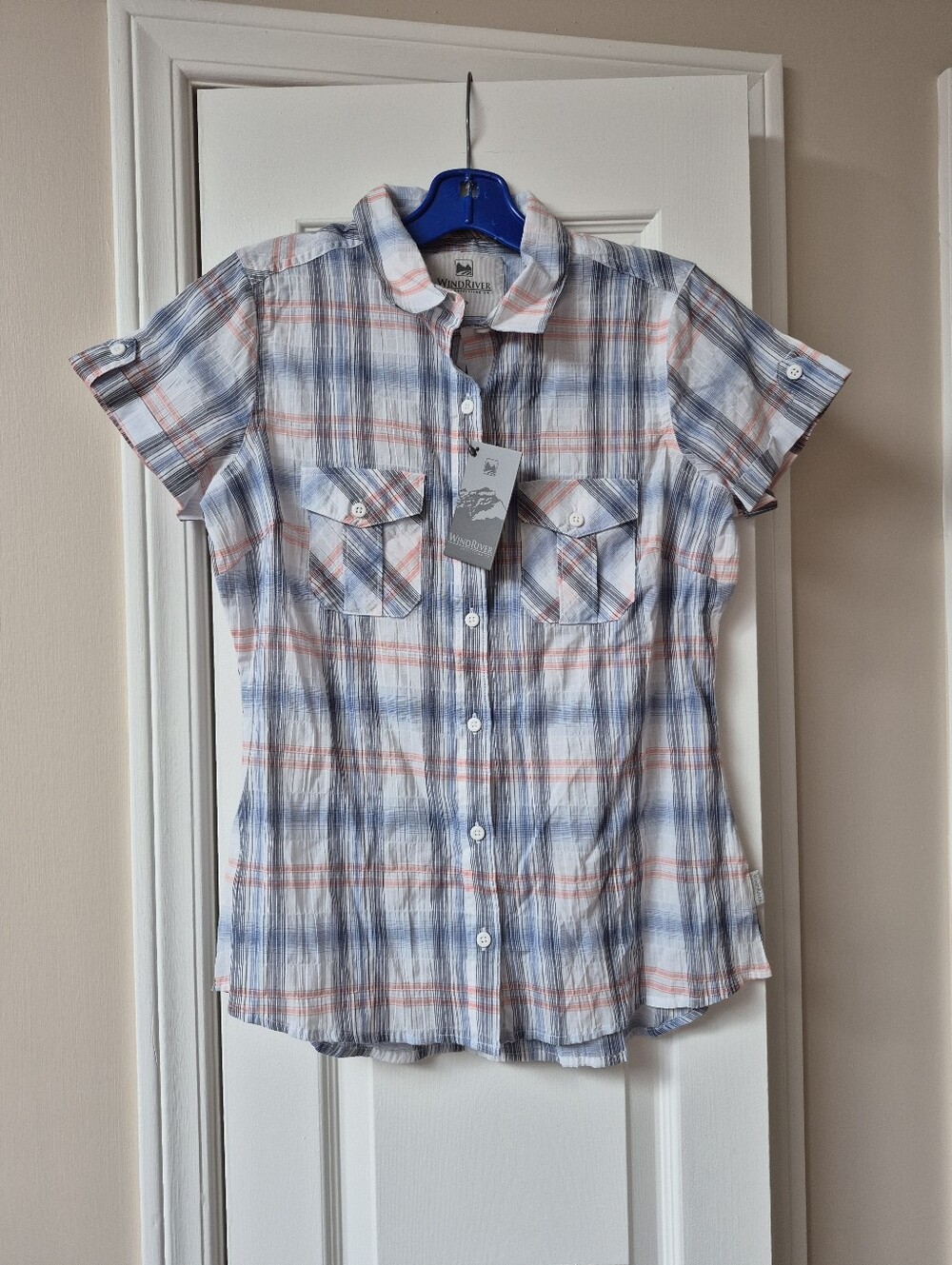 WindRiver Cotton Short Sleeve Button Down In Winter Plaid SZ Small, New W Tags! - Picture 11 of 12